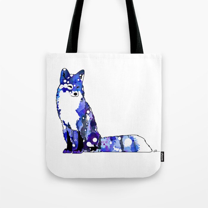 Blue Galaxy Fox Tote Bag