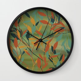 Fall Leaves digital painting Wall Clock