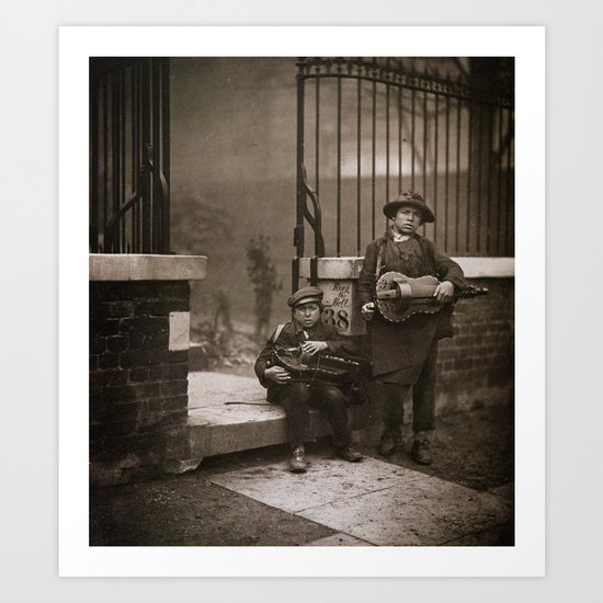 Musiciens de rue vielle à roue Art Print
