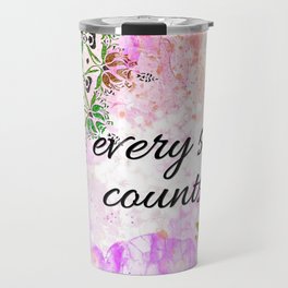 Every Step Counts - inspirational quote, good vibes with mandalas Travel Mug