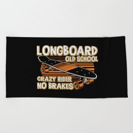 Longboard Old School No Brakes Skater Beach Towel