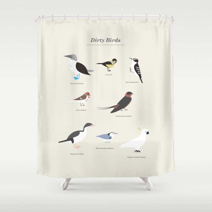 Dirty Birds Shower Curtain