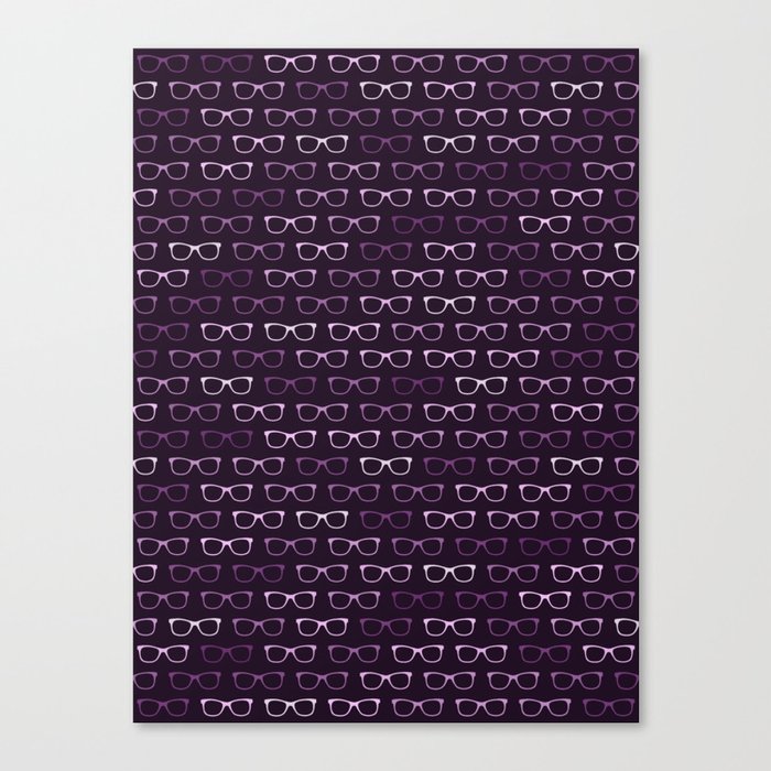 Purple Hipster Glasses Pattern Canvas Print