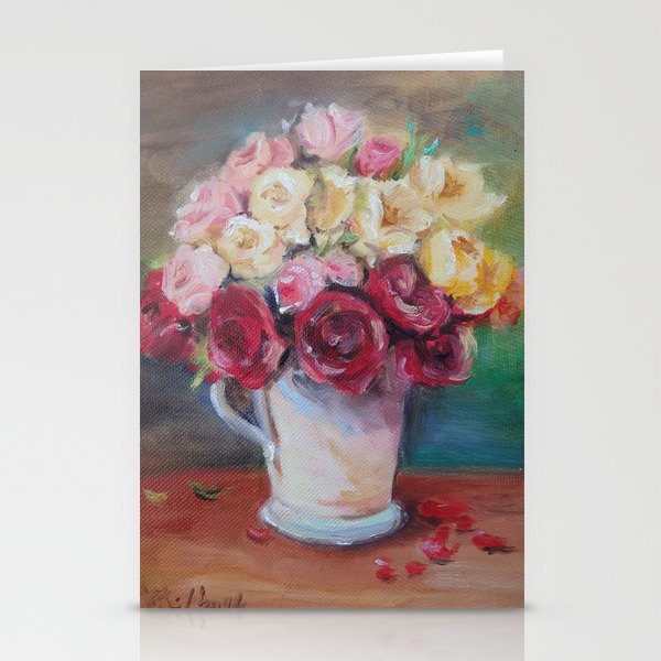 Wedding Roses Bouquet Classic Still Life Oil Painting Bunch Of