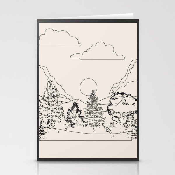 Mountain Trees Bright Stationery Cards
