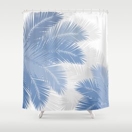 BLUE TROPICAL PALM TREES Shower Curtain