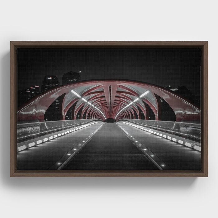 Calgary Peace Bridge - Night Time Framed Canvas