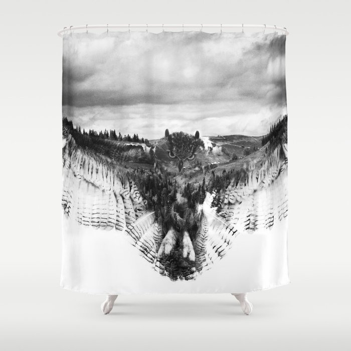 Owl Mid Flight Shower Curtain