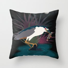  Black Crowned Night Heron Throw Pillow