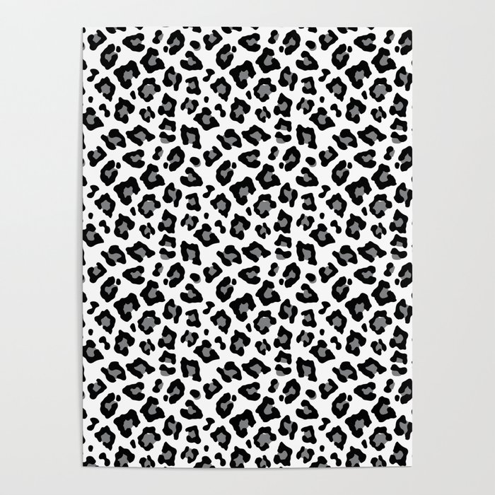 Black and White Leopard Spots Animal Print Poster