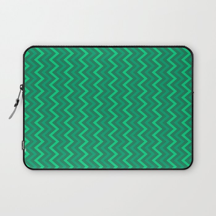 Emerald and Green Chevron Pattern Laptop Sleeve