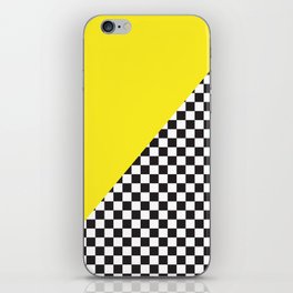 Checkered Flag Pattern Print with Neon Bright Yellow iPhone Skin