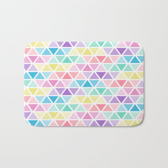 Triangle blue yellow Bath Mat