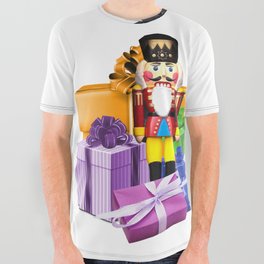Merry Christmas French Bulldog Gifts - Nutcracker All Over Graphic Tee