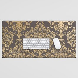 Gold swirls damask #7 Desk Mat