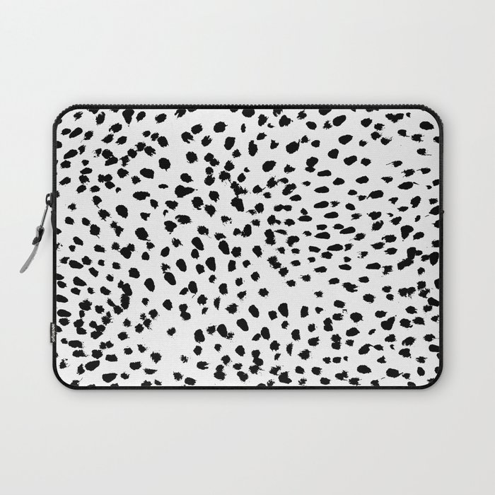Nadia - Black and White, Animal Print, Dalmatian Spot, Spots, Dots, BW Laptop Sleeve