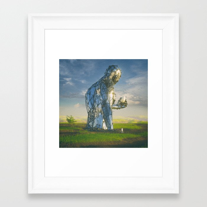 ROBOT FINDS EGG (everyday 05.24.16) Framed Art Print by beeple | Society6