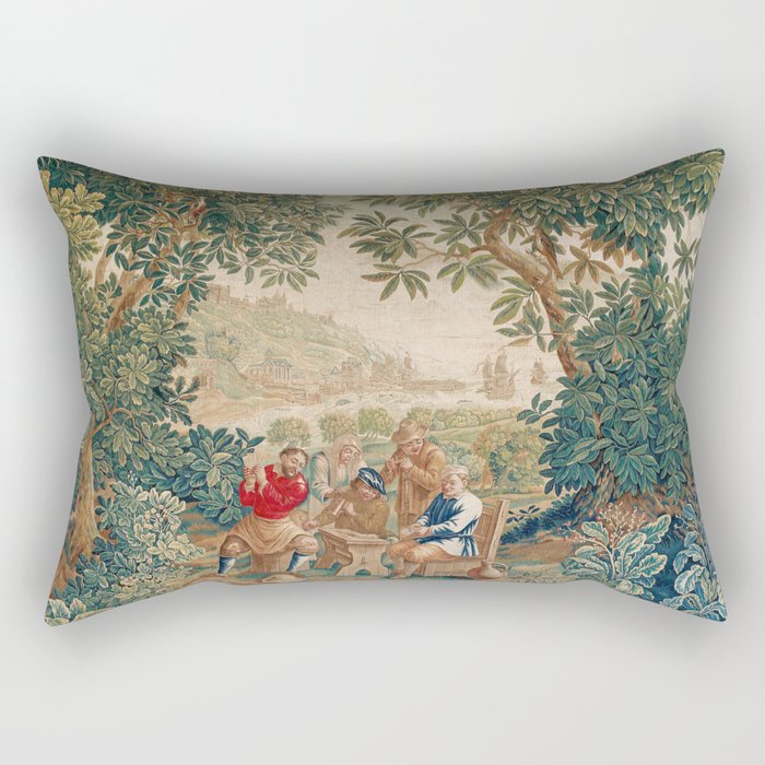 Verdure 18th Century French Tapestry Print Rectangular Pillow