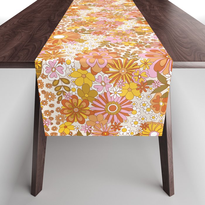 70s Floral Pattern Table Runner