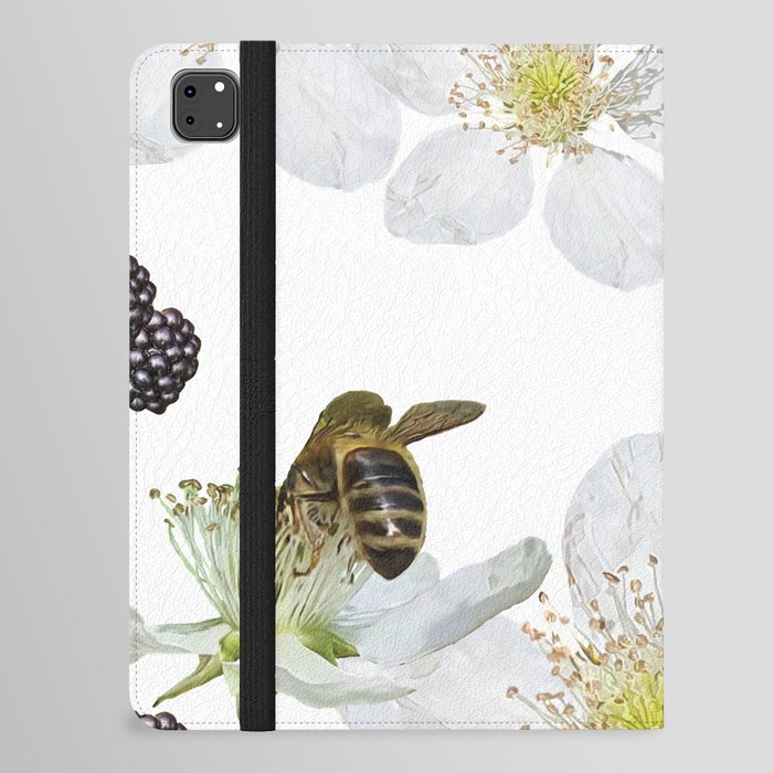 Blackberries and Bees Pattern iPad Folio Case