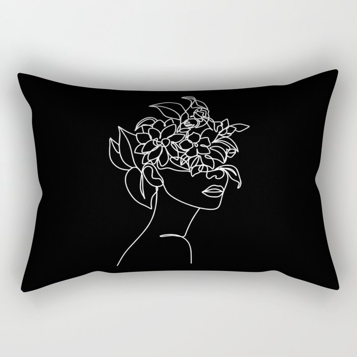 The Girl with the Flowers: Black & White Edition Rectangular Pillow