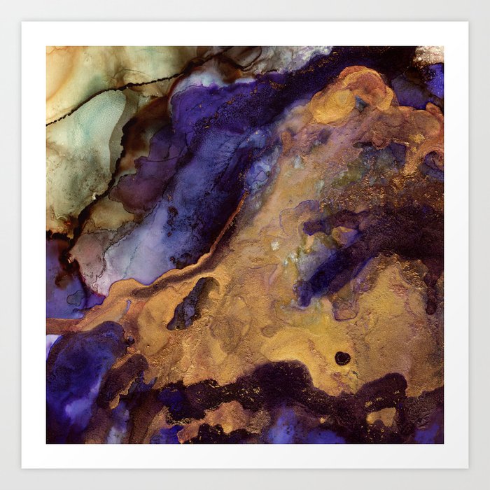 Purple And Gold Abstract Art Print By Spacefrogdesigns Society6