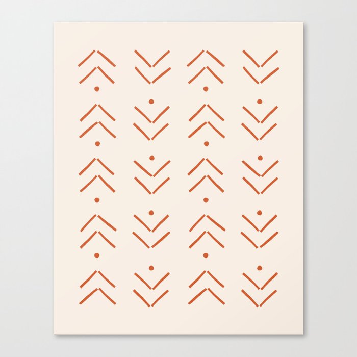 Arrow Lines Geometric Pattern 45 in Brown Beige Canvas Print