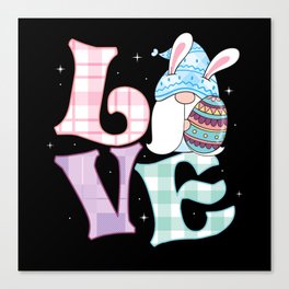 Cute Love Easter Gnome Bunny Easter Gift Canvas Print