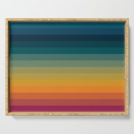 Colorful Abstract Vintage 70s Style Retro Rainbow Summer Stripes Serving Tray