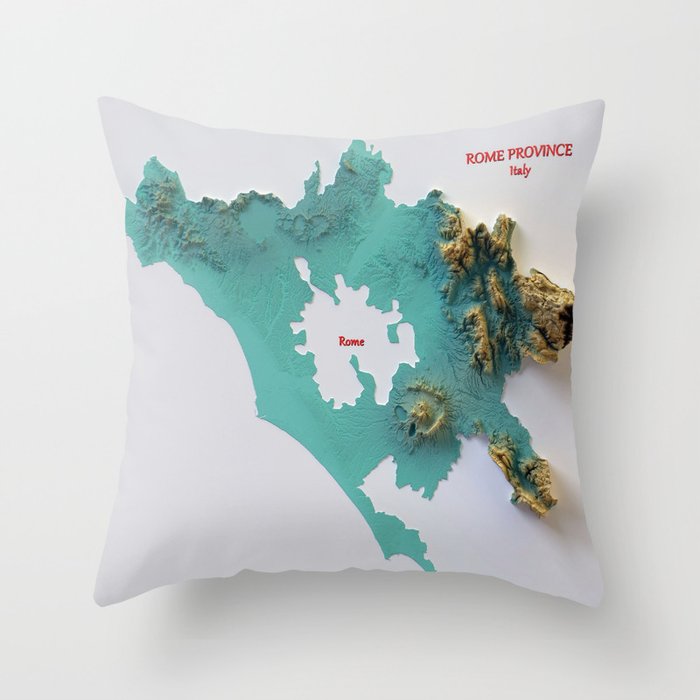 Rome map shaded relief 3d effects Throw Pillow