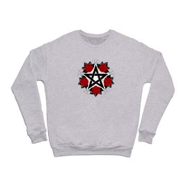 Pentagram with Red Roses Crewneck Sweatshirt