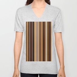 Vertical Stripes patter Design brouwn yallow grey black pattern V Neck T Shirt