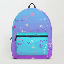 Turquoise Gradient Pink Star Pattern Backpack