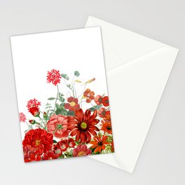 Vintage & Shabby Chic - Red Summer Flower Garden Stationery Card