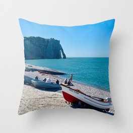 Etretat Cliff in Normandy at the end of Summer Throw Pillow