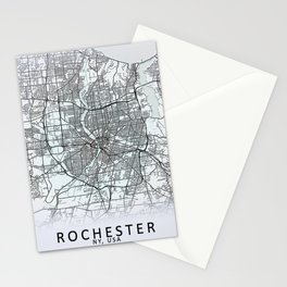 Rochester, NY, USA, White, City, Map Stationery Card
