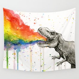 T-Rex Rainbow Puke Wall Tapestry