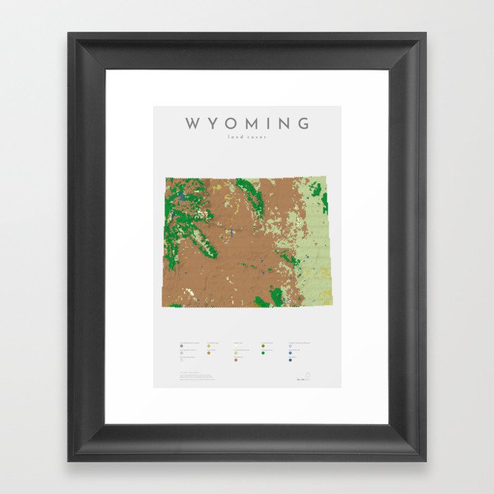 Wyoming Land Cover Map Art Framed Art Print