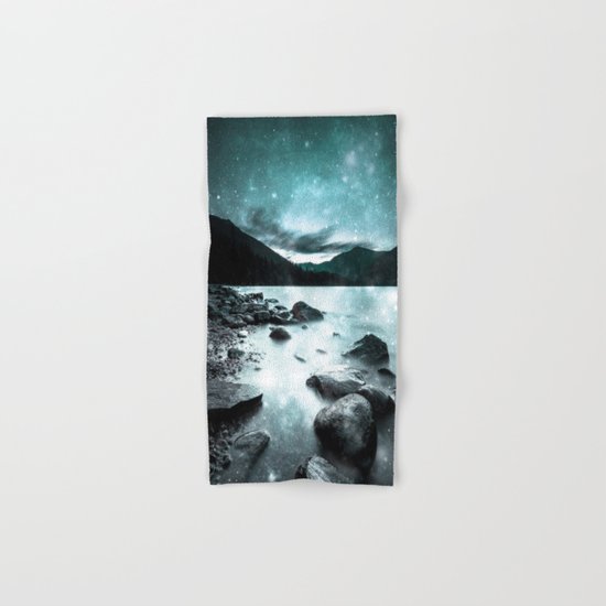 Magical Mountain Lake Teal Ice Hand & Bath Towel
