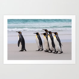 King Penguins on the Beach Art Print