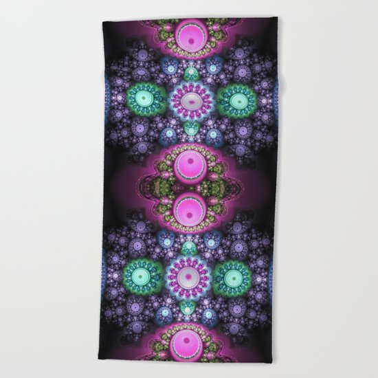 Decorative round patterns, fractal abstract Beach Towel