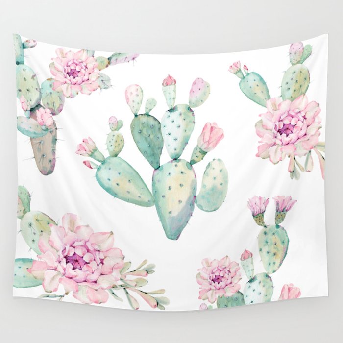 Simply Cactus Rose Wall Tapestry