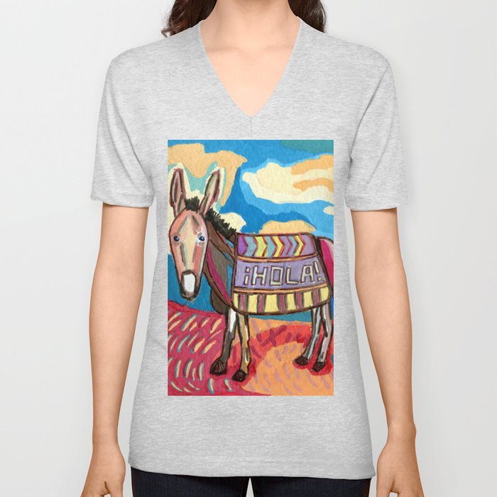 'HOLA' Donkey V Neck T Shirt