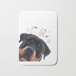 Curious Rottweiler Dog Bath Mat