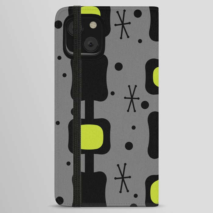 Retro Mid Mod Columns Boxes Chartreuse iPhone Wallet Case
