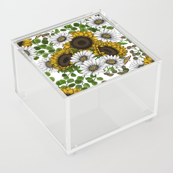 Sunflowers and daisies, summer garden 3 Acrylic Box