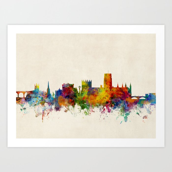 Durham England Skyline Cityscape Art Print By Artpause Society6