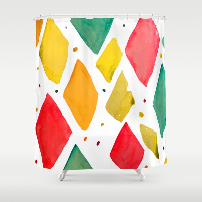Summer Time Triangles and Dots Shower Curtain