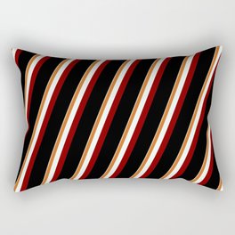 [ Thumbnail: Eyecatching Tan, Chocolate, Mint Cream, Maroon & Black Colored Pattern of Stripes Rectangular Pillow ]