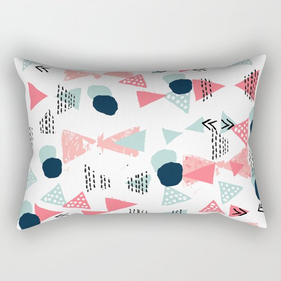 Gender neutral trendy mint navy abstract art for nursery baby college dorm Rectangular Pillow